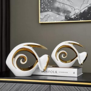 2-Piece Ceramic Fish Sculpture Set – Modern Decorative Accent | Luxury Home Decor Kenya