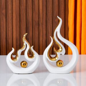 2-Piece White & Gold Blaze Ceramic Decor Set – Modern Luxury Accents | Home Decor Kenya