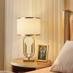 Luxury Gold Accent Table Lamp – Fabric Shade | Modern Lighting Kenya