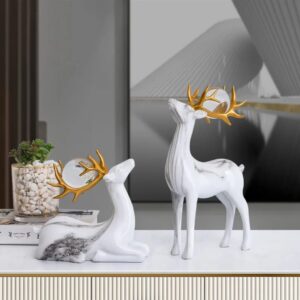 2-Piece Fortune Deer Resin Ornament with Crystal Balls – Luxury Decor | Home Decor Kenya
