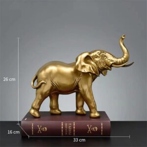 Golden Elephant Figurine with Raised Trunk – Lucky Decor Accent | Luxury Home Decor Kenya