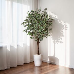 160cm Artificial Ficus Tree with White Planter – Indoor Plant Decor | Home Decor Kenya