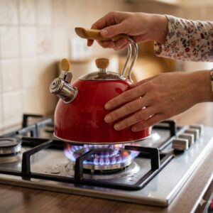 2.5L Retro Stainless Steel Whistling Kettle – Wood-Grain Handle | Kitchen Essentials Kenya