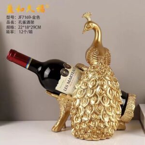 Luxury Peacock Wine Rack – Gold Resin Decorative Holder | Home Decor Kenya