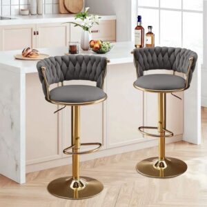 360° Swivel Grey Bar Stool – Adjustable Counter Chair with Footrest | Modern Furniture Kenya