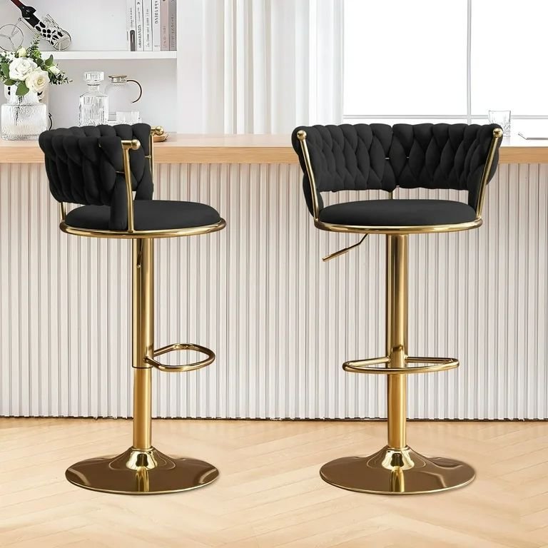 360° Swivel Black Bar Stool – Adjustable Counter Chair with Footrest | Modern Furniture Kenya - Image 2
