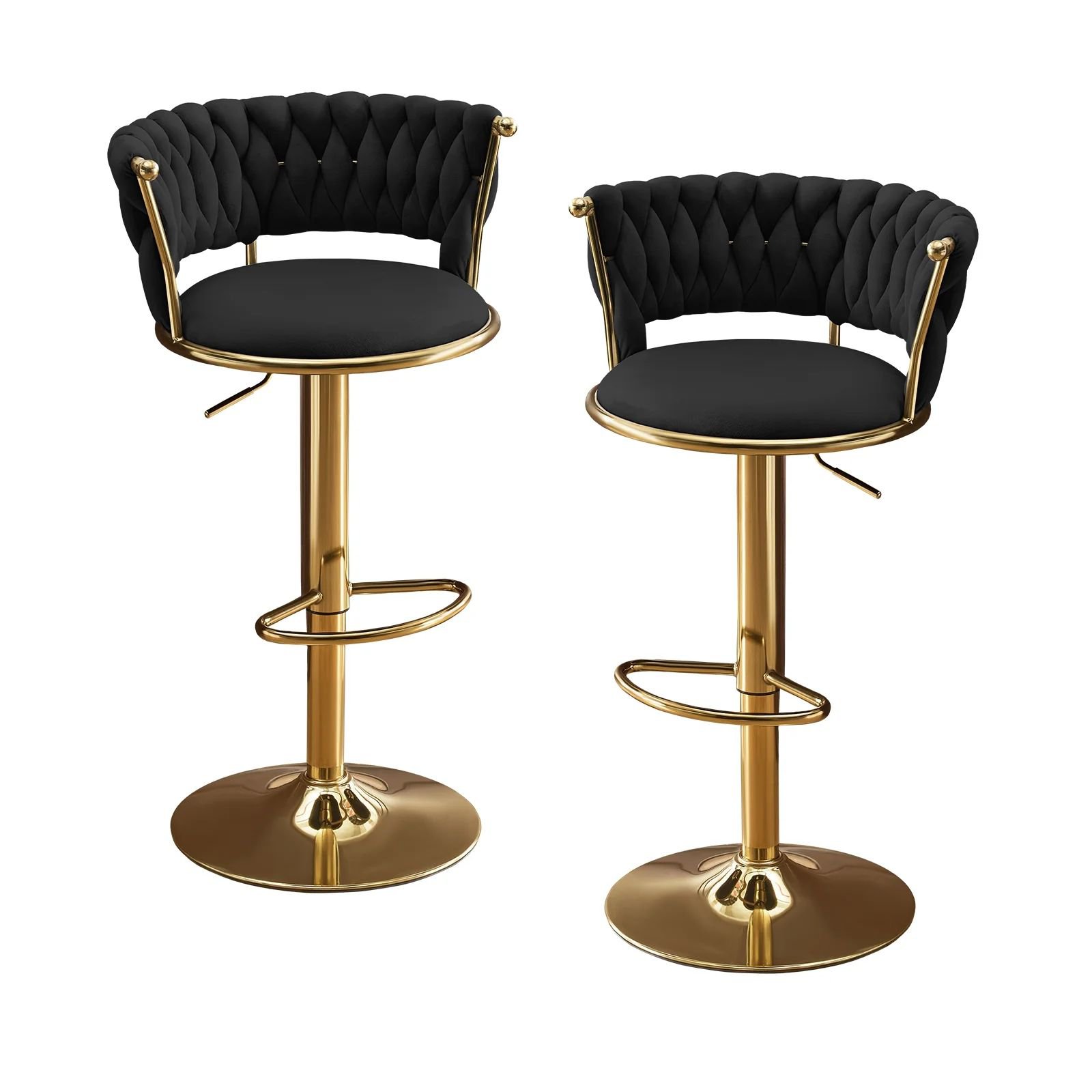360° Swivel Black Bar Stool – Adjustable Counter Chair with Footrest | Modern Furniture Kenya - Image 3
