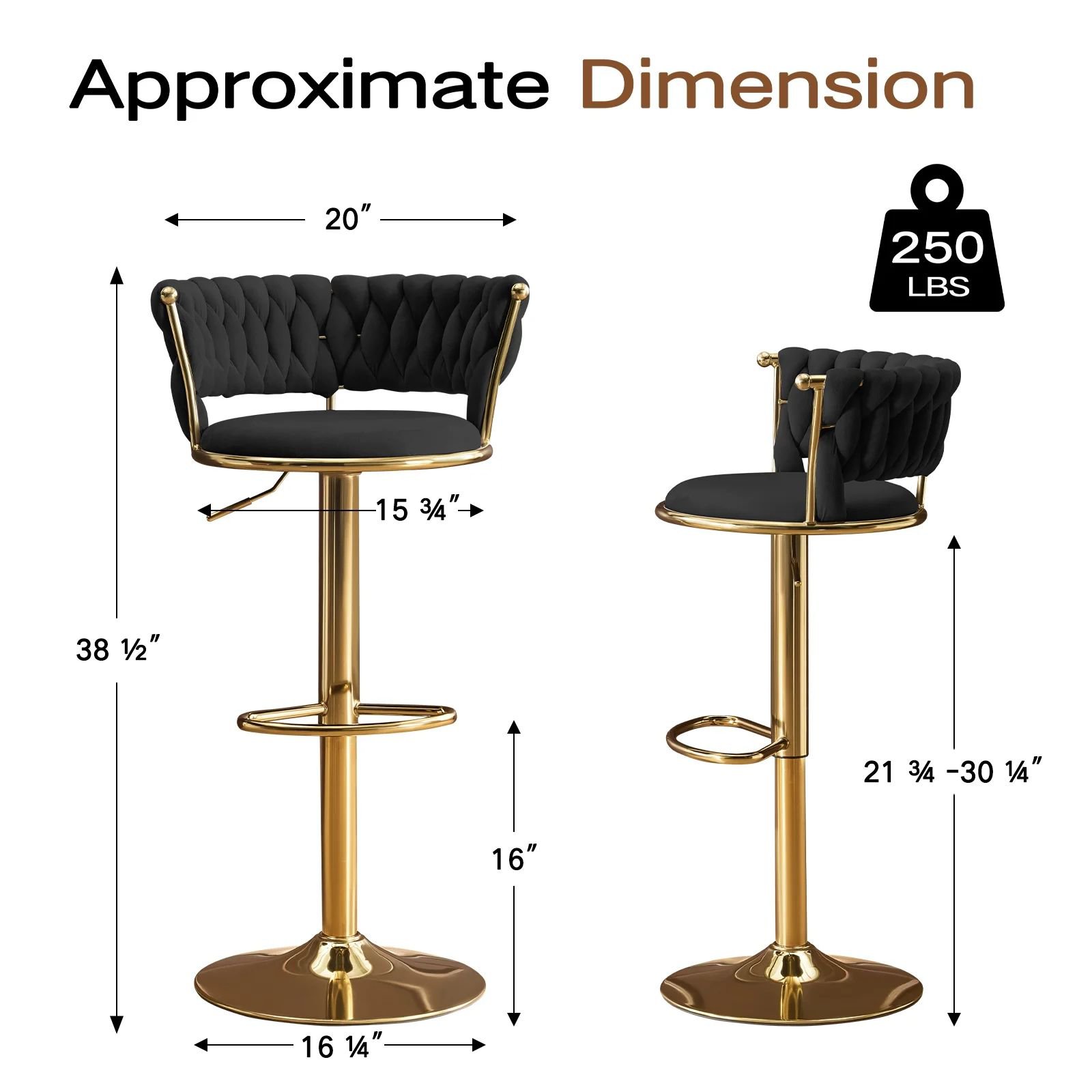 360° Swivel Black Bar Stool – Adjustable Counter Chair with Footrest | Modern Furniture Kenya - Image 4