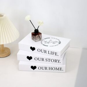 3-Piece White Decorative Books Set – “Our Home, Our Life, Our Story” | Elegant Coffee Table Decor Kenya
