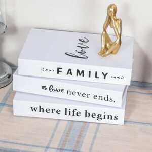 3-Piece White Decorative Books Set – Family, Where Life Begins & Love Never Ends | Home Decor Kenya