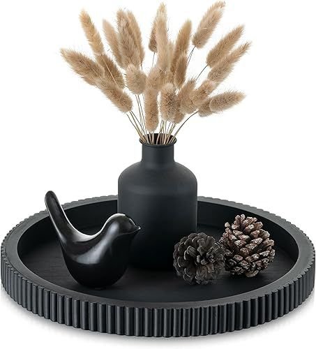 Black Round Resin Decorative Tray – Modern Coffee Table Accent | Home Decor Kenya