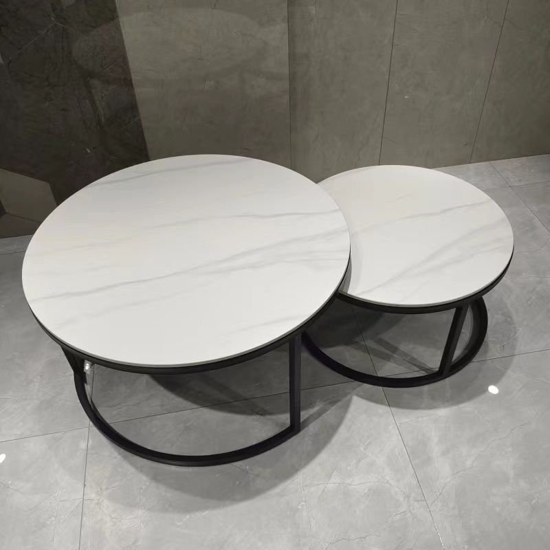 Pure Marble Nesting Coffee Tables – White Marble Top & Black Base | Luxury Furniture Kenya