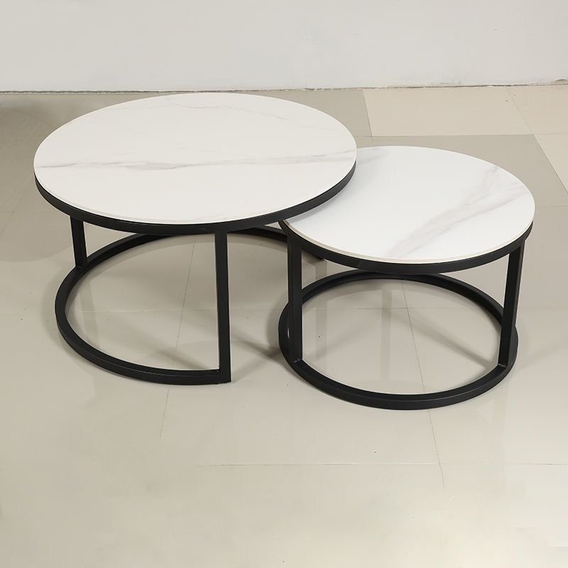 Pure Marble Nesting Coffee Tables – White Marble Top & Black Base | Luxury Furniture Kenya - Image 2