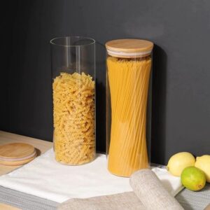 Glass Storage Jar 2000ml with Bamboo Lid – Spaghetti & Cereal Container | Kitchen Organization Kenya