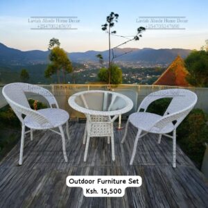 Black & White Rattan Balcony Furniture Set – Outdoor Table & 2 Chairs | Patio Furniture Kenya