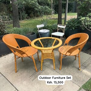 Brown Rattan Balcony Furniture Set – Outdoor Table & 2 Chairs | Patio Furniture Kenya