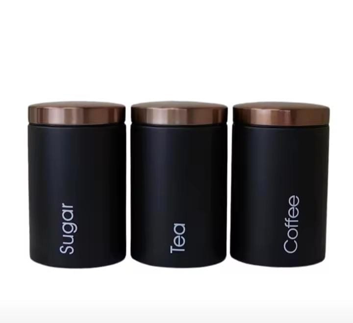 3-Piece Sugar, Tea & Coffee Canister Set – Metal Kitchen Storage | Home Essentials Kenya - Image 2