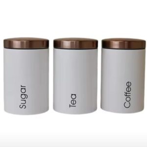 3-Piece Sugar, Tea & Coffee Canister Set – Metal Kitchen Storage | Home Essentials Kenya