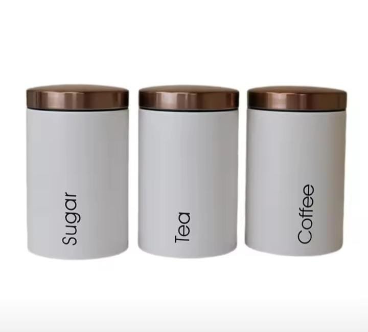 3-Piece Sugar, Tea & Coffee Canister Set – Metal Kitchen Storage | Home Essentials Kenya