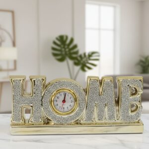 Glitter “HOME” Tabletop Clock Decor – Gold Luxe Desk Clock | Home Decor Kenya