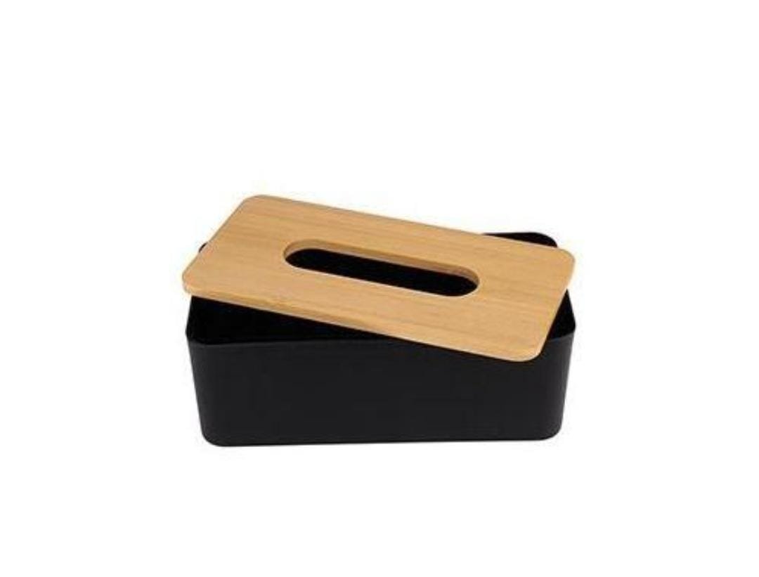 Black Serviette Holder with Bamboo Cover – Minimalist Napkin Organizer | Kitchen & Dining Kenya - Image 2