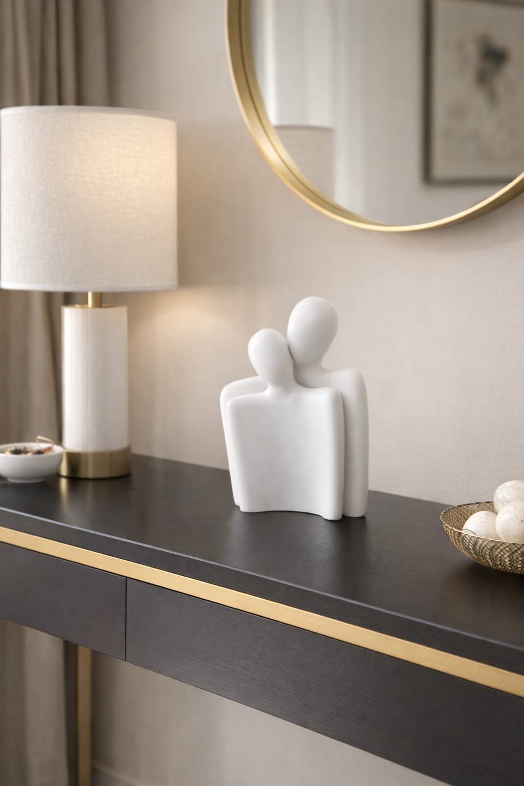 White Abstract Couple Sculpture – Unbreakable Modern Art Decor | Luxury Home Decor Kenya