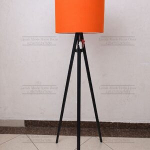 Orange Tripod Floor Lamp 160cm – Wooden Stand with Fabric Shade | Modern Lighting Kenya