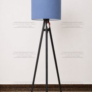 Light Grey Tripod Floor Lamp 160cm – Wooden Stand with Fabric Shade | Modern Lighting Kenya