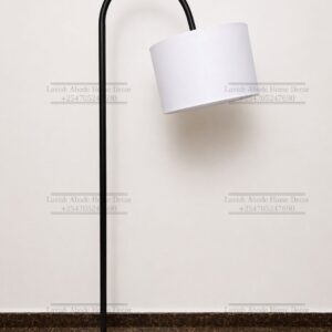 White Curved Floor Lamp – Metallic Stand Minimalist Standing Lamp | Decorative Lighting Kenya