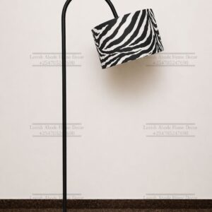 Black and White Zebra Print Curved Floor Lamp – Metallic Stand Minimalist Standing Lamp | Decorative Lighting Kenya
