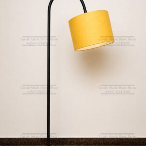 Mustard yellow Curved Floor Lamp – Metallic Stand Minimalist Standing Lamp | Decorative Lighting Kenya