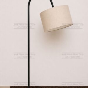 Off White Curved Floor Lamp – Metallic Stand Minimalist Standing Lamp | Decorative Lighting Kenya