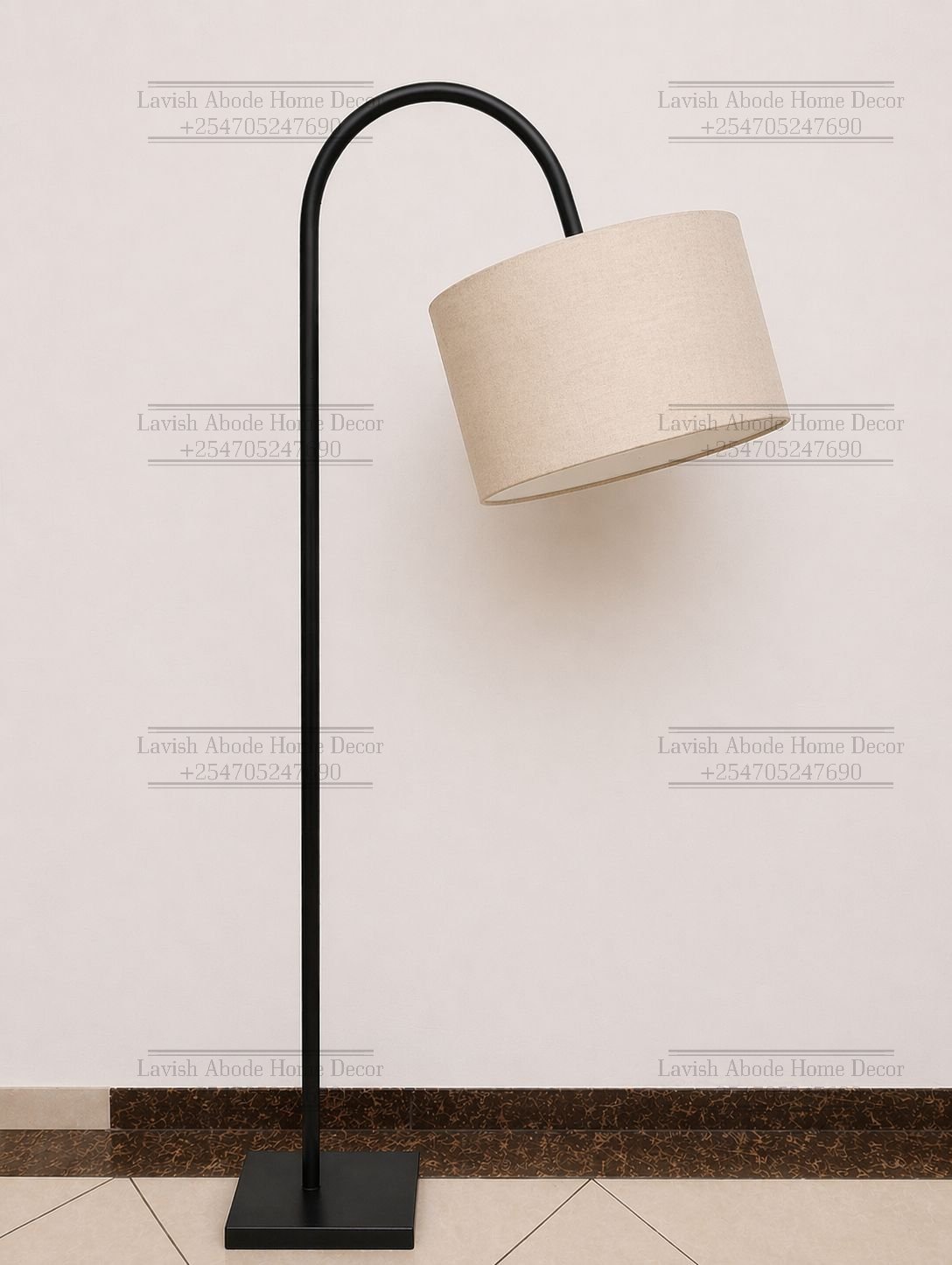 Off White Curved Floor Lamp – Metallic Stand Minimalist Standing Lamp | Decorative Lighting Kenya