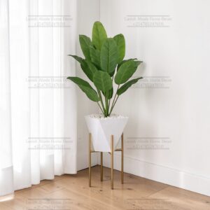 110cm Artificial Banana Plant with Hexagonal Planter & Metal Stand – Modern Indoor Decor | Home Decor Kenya