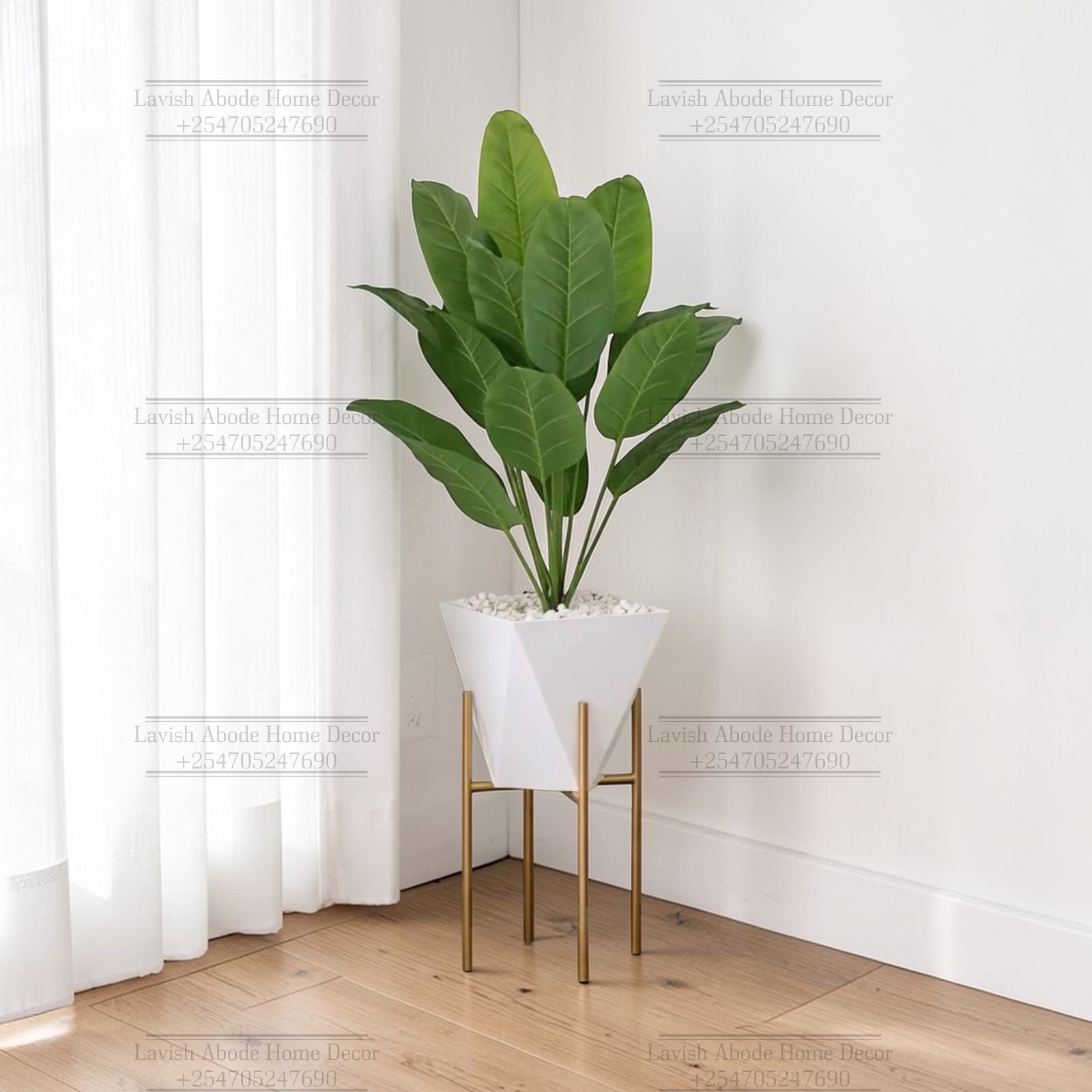 110cm Artificial Banana Plant with Hexagonal Planter & Metal Stand – Modern Indoor Decor | Home Decor Kenya