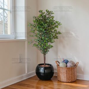 160cm Artificial Ficus Tree in Black Fibre Planter – Realistic Indoor Decorative Plant | Luxury Home Decor Kenya