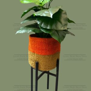 110cm Artificial Plant in Woven Sisal Basket with Gold Stand – Modern Indoor Decor | Home Decor Kenya