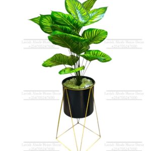 Artificial Zebra Plant in Black Nordic Planter with Gold Stand – Modern Indoor Decor | Home Decor Kenya