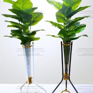 Artificial Plant in Decorative Floor Vase – Gold Accent Statement Decor | Luxury Home Decor Kenya
