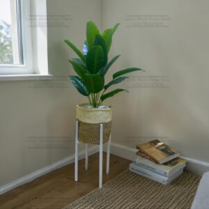 Artificial Banana Plant in Woven Sisal Basket with White Metal Stand – African Style Indoor Decor | Home Decor Kenya