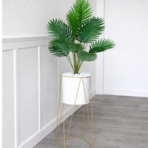 Artificial Fern Plant in White Nordic Planter with Gold Stand – Modern Indoor Decor | Home Decor Kenya