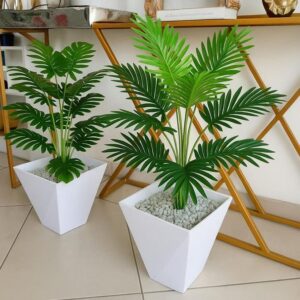 80cm Artificial Palm Fern Plant in Hexagonal Planter – Modern Indoor Decor | Home Decor Kenya