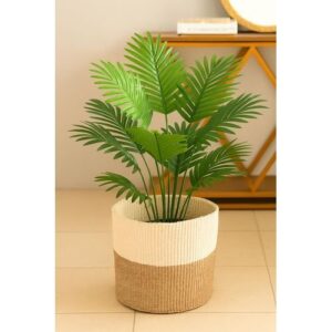 80cm Artificial Palm Fern Plant in Woven Sisal Basket – African Style Indoor Decor | Home Decor Kenya