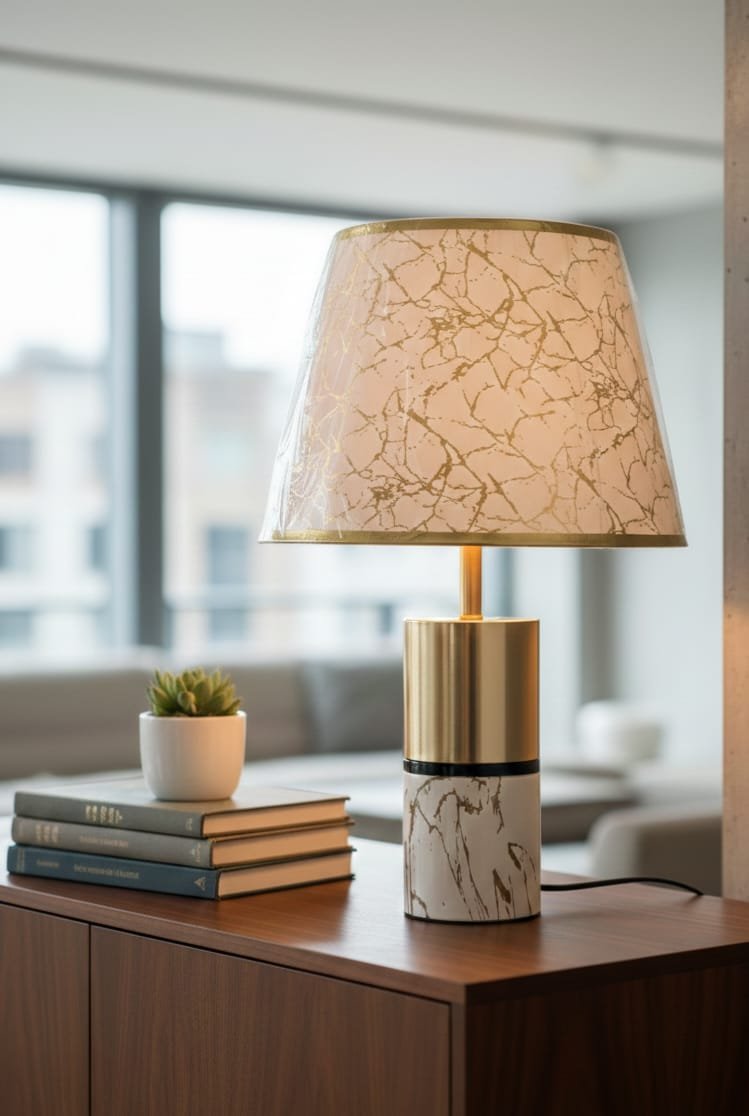European Minimalist Marble Table Lamp – Modern Living Room & Bedroom Lighting | Home Decor Kenya - Image 2
