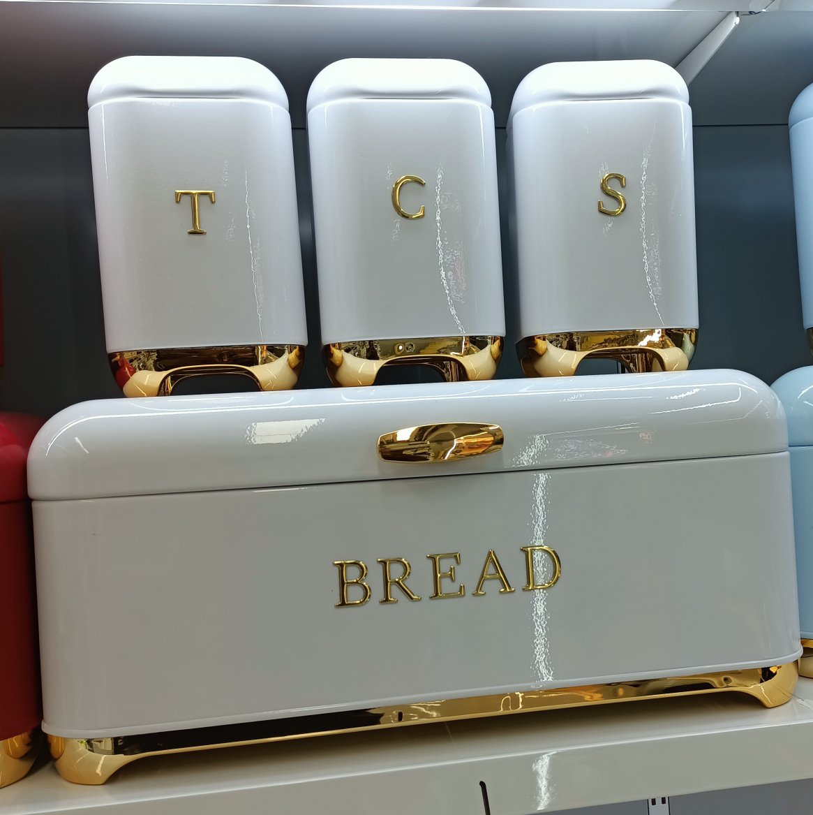 Nordic Bread Bin & 3 Canister Set White with Gold Touch – Modern Kitchen Storage Set | Home Essentials Kenya - Image 2