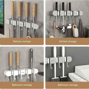 4-Hole Multi-Purpose Mop Holder & Wall Hooks – Self-Adhesive Storage Rack | Home Organization Kenya