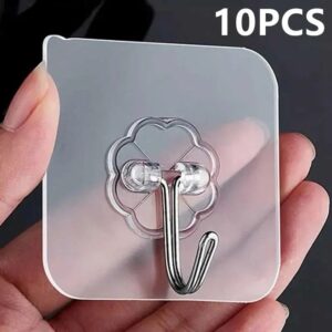10PCS Transparent Self-Adhesive Hooks – Stainless Steel Wall Hangers | Home Organization Kenya