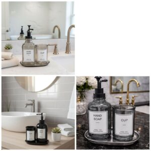 3-Piece Glass Bathroom Set – Soap Dispenser, Cup & Tray | Modern Bathroom Accessories Kenya
