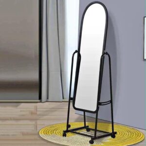Black Full-Length Standing Mirror with Wheels – Adjustable Dressing Mirror | Modern Home Decor Kenya