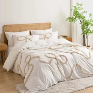 Bowknot Tufted Duvet Cover Set – Ultra-Luxury Soft Cotton Microfibre Bedding | Elegant Bedroom Décor Kenya